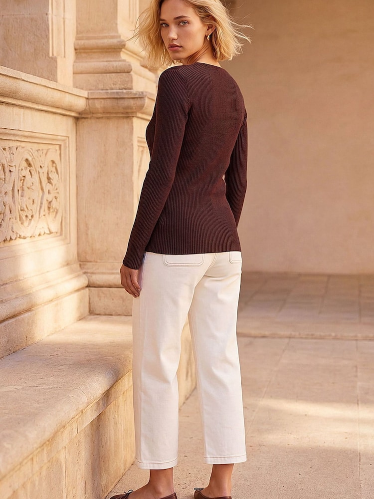 Roman Brown Gold Trim Knit Top - Image 2 of 4 Roman Brown Gold Trim Knit Top - Image 2 of 4
