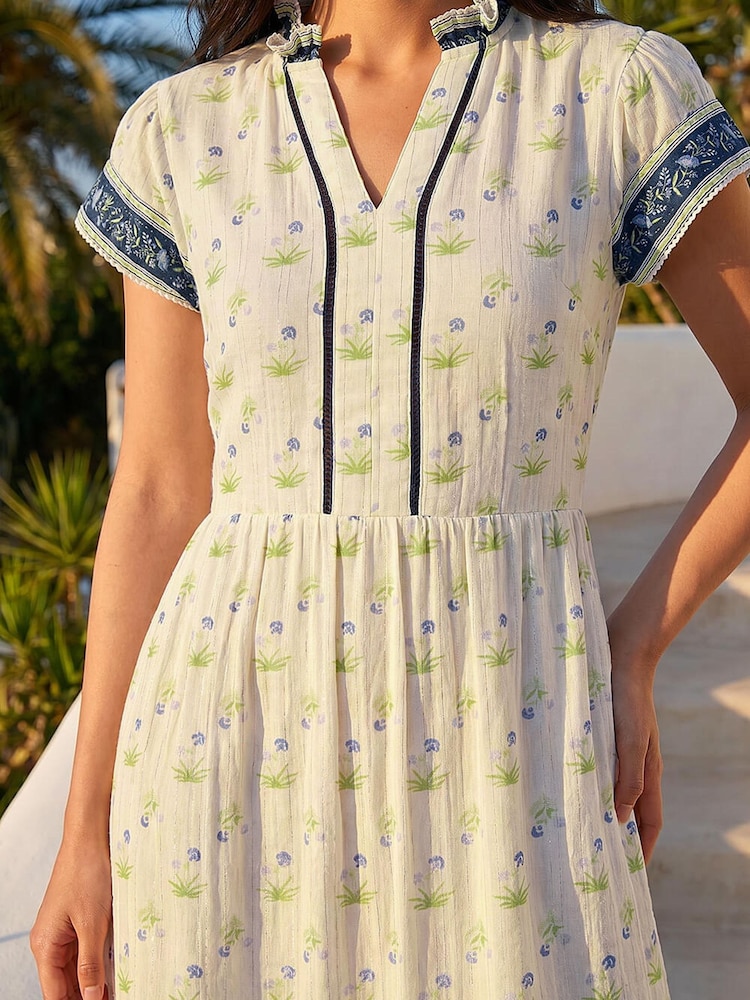Roman White Petite Floral Print Tiered Midi Dress - Image 4 of 4