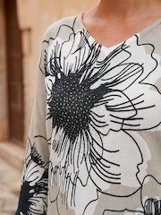 Roman Grey Floral V-Neck Jumper - Image 4 of 4