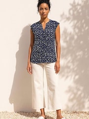 Roman Blue Polka Dot Print Stretch Top - Image 2 of 4