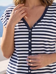 Roman Blue Petite Stripe V-Neck T-Shirt - Image 4 of 4