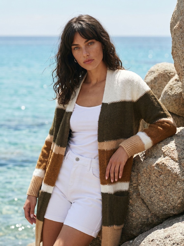 Roman Green Colour Block Cardigan - Image 1 of 4 Roman Green Colour Block Cardigan - Image 1 of 4