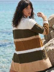 Roman Green Colour Block Cardigan - Image 2 of 4