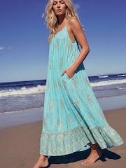Roman Blue Paisley Foil Maxi Dress - Image 1 of 4