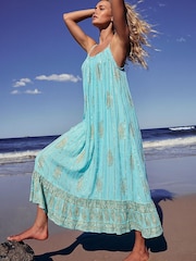 Roman Blue Paisley Foil Maxi Dress - Image 2 of 4