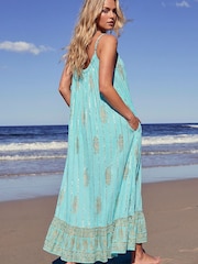 Roman Blue Paisley Foil Maxi Dress - Image 3 of 4