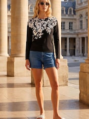 Roman Black Printed Floral Knit Jumper - Image 1 of 4