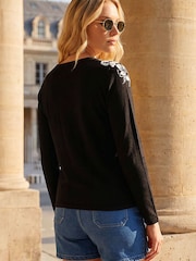 Roman Black Printed Floral Knit Jumper - Image 3 of 4