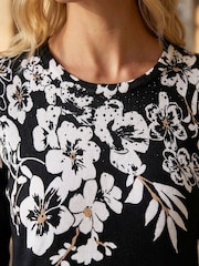 Roman Black Printed Floral Knit Jumper - Image 4 of 4