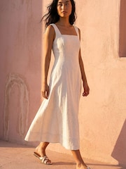 Roman Natural Petite Linen Panel Midi Dress - Image 1 of 4