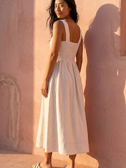 Roman Natural Petite Linen Panel Midi Dress - Image 3 of 4