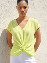Roman Yellow Petite Twist Hem Top - Image 1 of 4