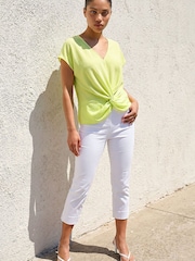 Roman Yellow Petite Twist Hem Top - Image 2 of 4