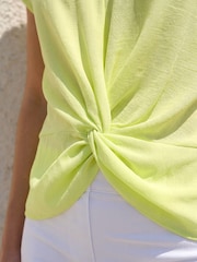Roman Yellow Petite Twist Hem Top - Image 4 of 4