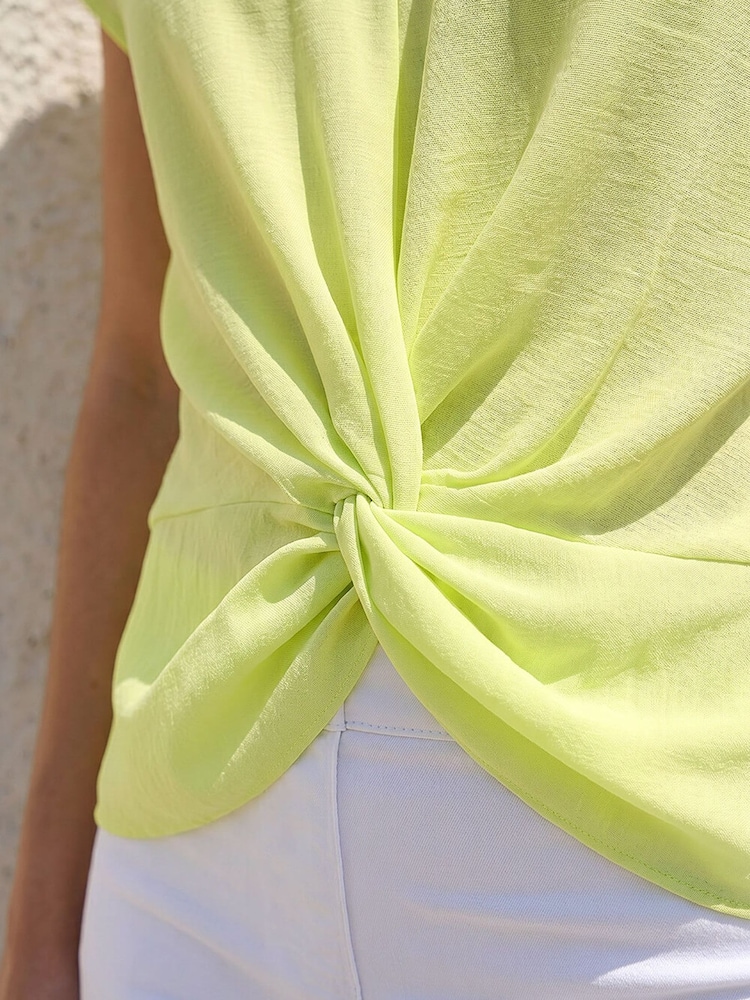 Roman Yellow Petite Twist Hem Top - Image 4 of 4