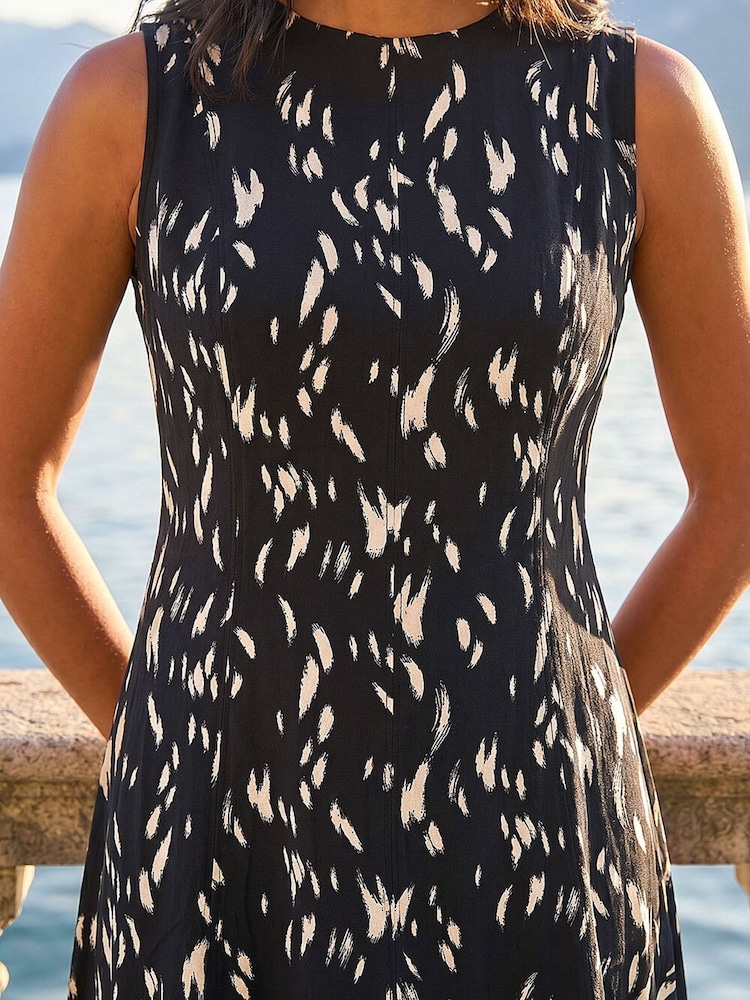 Roman Black Brush Stroke Panel Midi Dress - Image 4 of 4