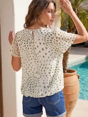 Roman White Petite Abstract Spot Print Top - Image 3 of 4