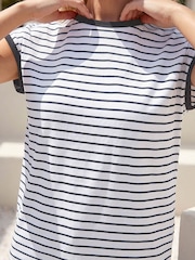 Roman Blue Petite Cotton Stripe T-Shirt - Image 4 of 4