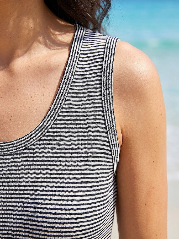 Roman Black Stripe Print Vest Top - Image 4 of 4