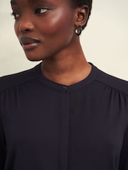 Hobbs Blue Alana Jersey Blouse - Image 3 of 4
