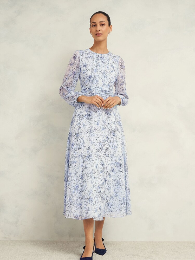 Hobbs Blue Petite Mariette Dress - Image 1 of 4 Hobbs Blue Petite Mariette Dress - Image 1 of 4