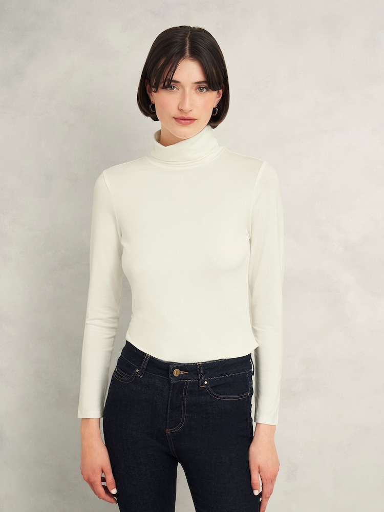 Hobbs White Mischa Roll Neck Top - Image 1 of 4