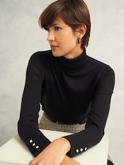 Hobbs Black Lara Roll Neck Jumper - Image 3 of 4