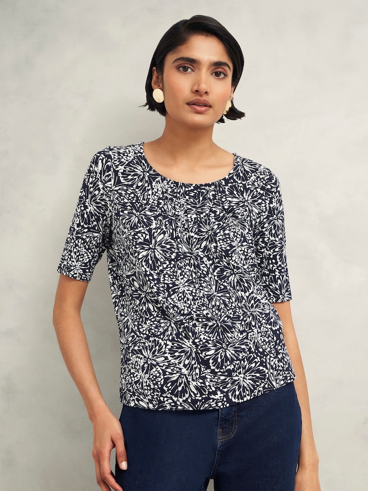 Hobbs Blue Jacqueline Printed Top - Image 1 of 4 Hobbs Blue Jacqueline Printed Top - Image 1 of 4