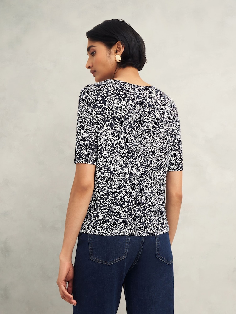Hobbs Blue Jacqueline Printed Top - Image 2 of 4 Hobbs Blue Jacqueline Printed Top - Image 2 of 4