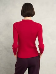 Hobbs Red Fara Knitted Polo Shirt - Image 2 of 4
