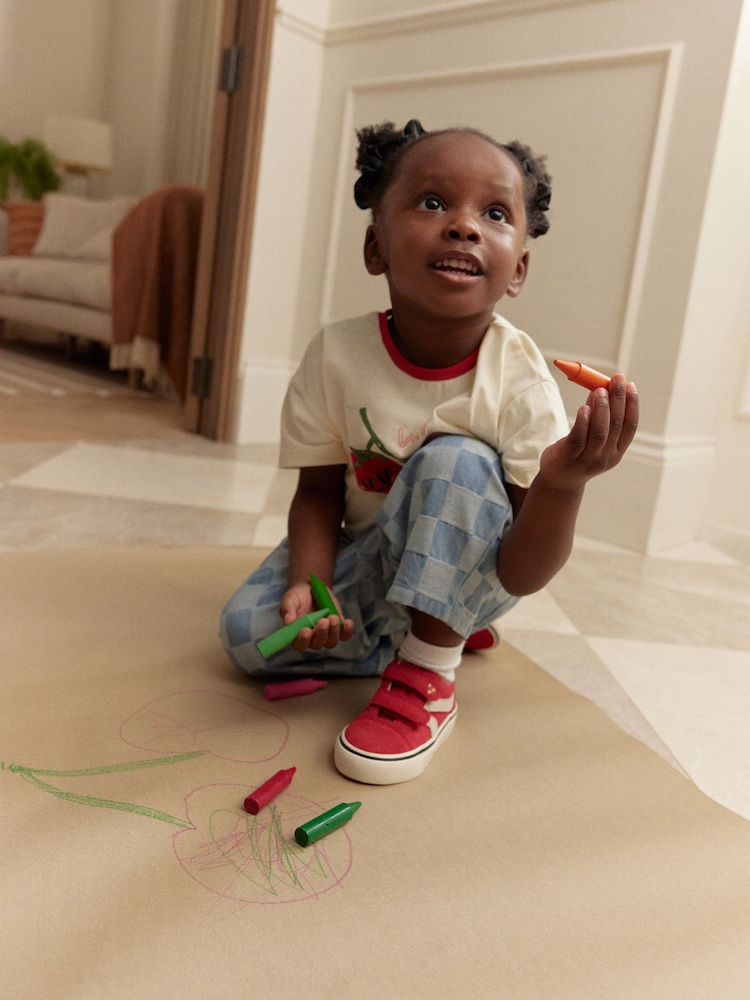 Denim Checkerboard 100% Cotton Jeans and Cherry T-Shirt Set (3mths-7yrs) - Image 2 of 5