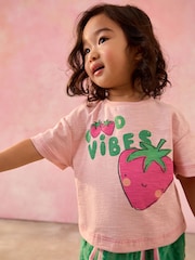 Green/Pink 100% Cotton T-Shirt and Stripe Trousers Set (3mths-7yrs) - Image 2 of 8