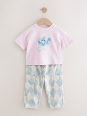 Blue/Lilac 100% Cotton T-Shirt and Trousers Set (3mths-7yrs) - Image 5 of 10
