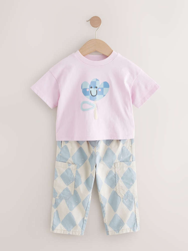 Bleu/lilas - Ensemble t-shirt et pantalon 100% coton (3mois-7ans) - Image 5 of 10