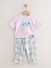 Blue/Lilac 100% Cotton T-Shirt and Trousers Set (3mths-7yrs) - Image 6 of 10