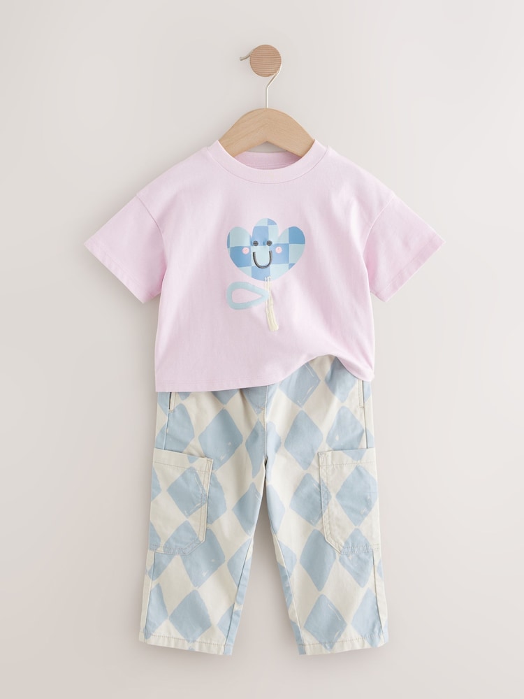 Bleu/lilas - Ensemble t-shirt et pantalon 100% coton (3mois-7ans) - Image 6 of 10
