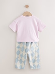 Blue/Lilac 100% Cotton T-Shirt and Trousers Set (3mths-7yrs) - Image 7 of 10
