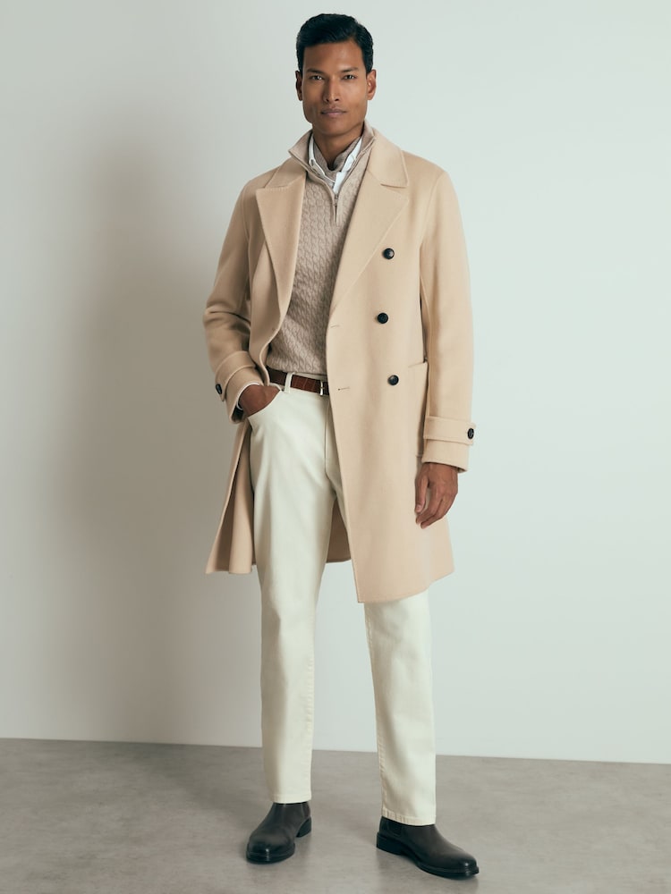 Reiss Camel Genoa Atelier Wool-Cashmere Double-Breasted Coat - Image 1 of 6