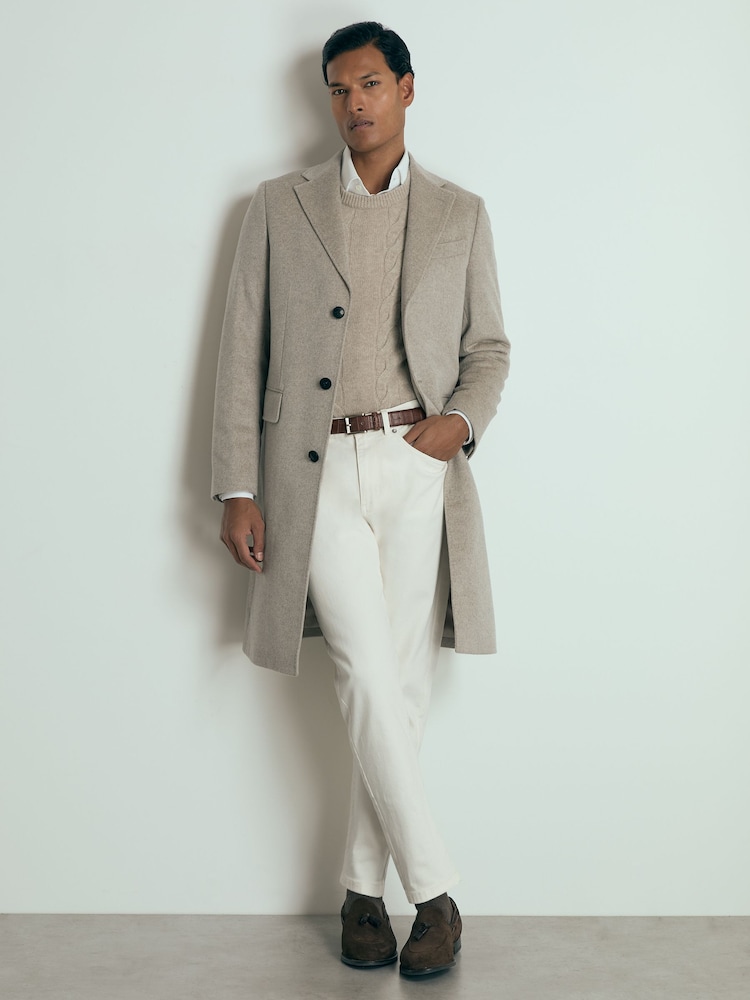 Reiss Oatmeal Tycho Atelier Cashmere Single-Breasted Overcoat - Image 1 of 5