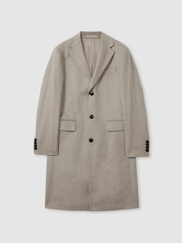 Reiss Oatmeal Tycho Atelier Cashmere Single-Breasted Overcoat - Image 2 of 5