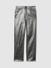 Reiss Dark Silver Kerri Slim Leg Metallic Jeans - Image 2 of 7