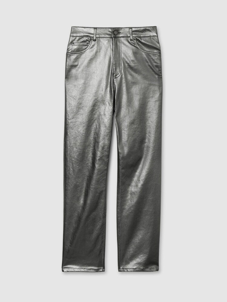 Reiss Dark Silver Kerri Slim Leg Metallic Jeans - Image 2 of 7 Reiss Dark Silver Kerri Slim Leg Metallic Jeans - Image 2 of 7