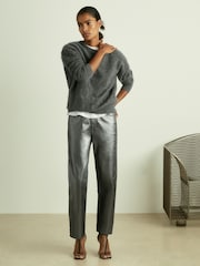 Reiss Dark Silver Kerri Slim Leg Metallic Jeans - Image 4 of 7