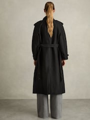 Reiss Black August Gabardine Trench Coat with Cotton - Image 4 of 6