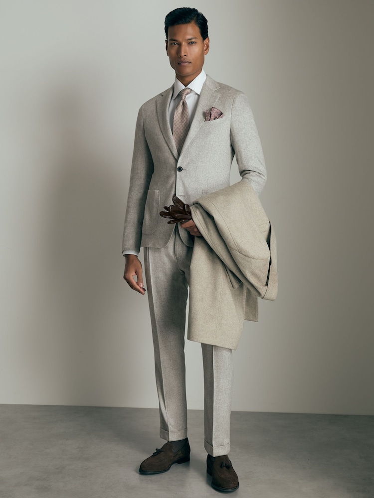 Reiss Grey Melange Malpensa Atelier Single-Breasted Suit Jacket - Image 1 of 5 Reiss Grey Melange Malpensa Atelier Single-Breasted Suit Jacket - Image 1 of 5