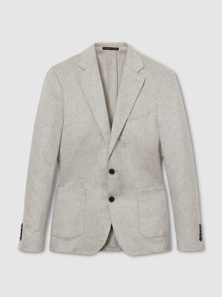 Reiss Grey Melange Malpensa Atelier Single-Breasted Suit Jacket - Image 2 of 5
