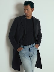 Reiss Navy Tycho Atelier Cashmere Single-Breasted Overcoat - Image 1 of 6