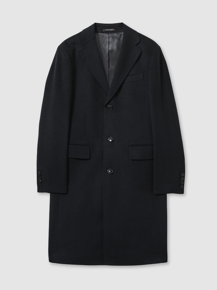 Reiss Navy Tycho Atelier Cashmere Single-Breasted Overcoat - Image 2 of 6