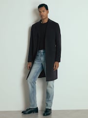 Reiss Navy Tycho Atelier Cashmere Single-Breasted Overcoat - Image 3 of 6