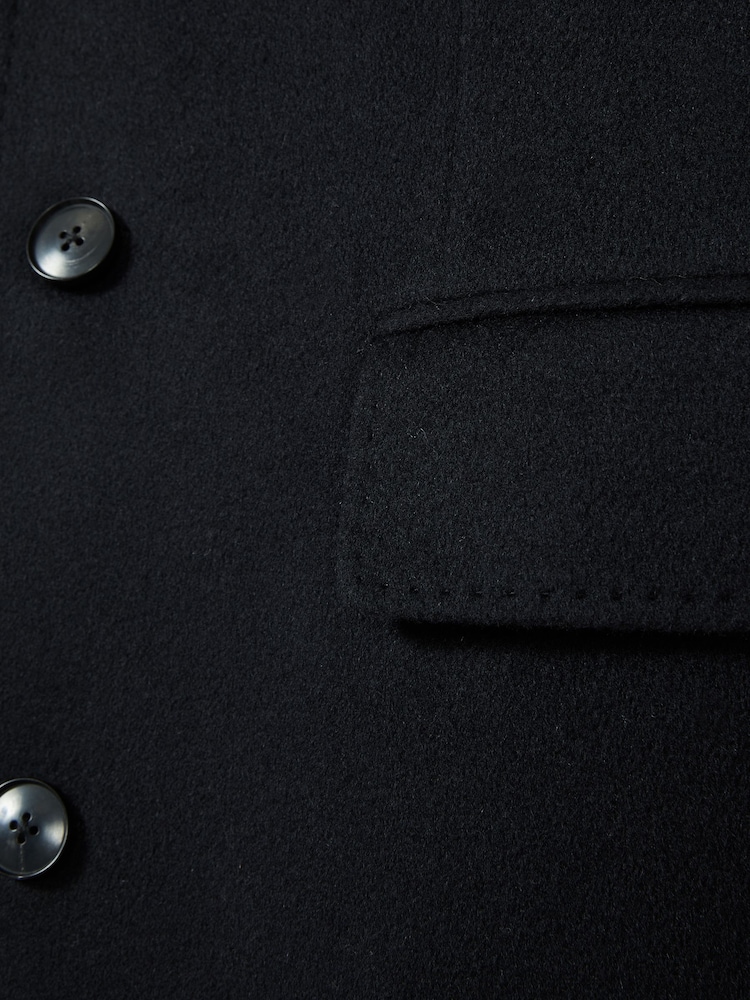 Reiss Navy Tycho Atelier Cashmere Single-Breasted Overcoat - Image 6 of 6